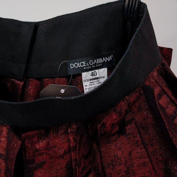 Dolce & Gabbana AW/09 Runway Pleated Metallic Red Skirt - Picture 4 of 9